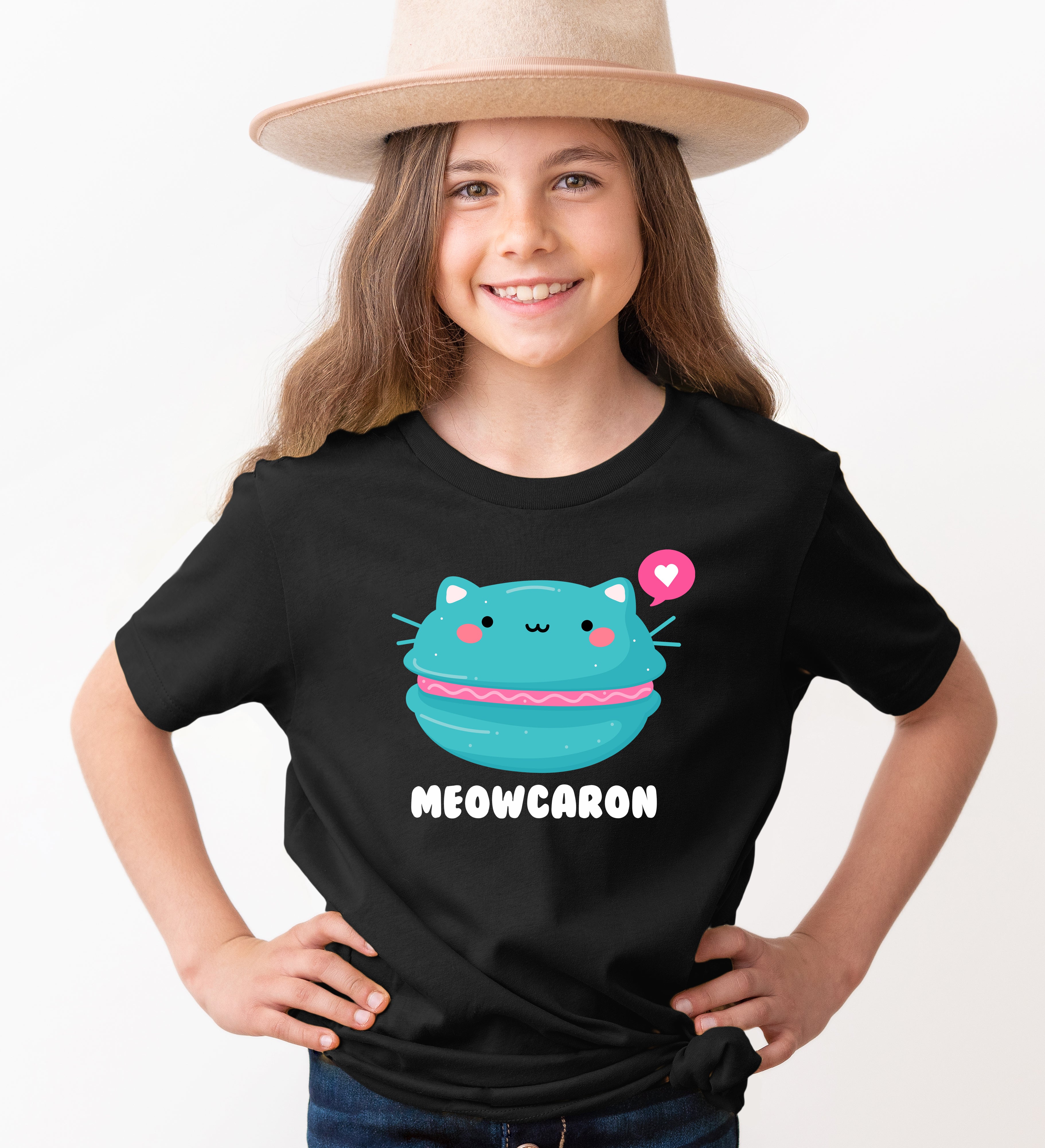 Meowcaron Youth Cotton Graphic T-shirt – Le Macaron Shop
