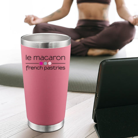 Le Macaron Logo 20 Oz Stainless Steel Insulated Pink Tumbler