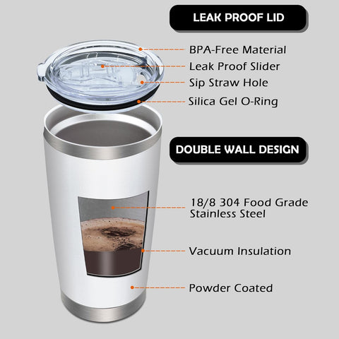 Le Macaron Logo 20 Oz Stainless Steel Insulated White Tumbler