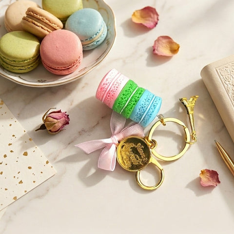 SPECIAL WHOLESALE ! 80 Le Macaron Have a Sweet Day Keychains with Display Stand