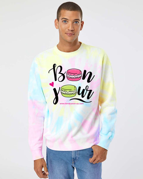 Unisex Bonjour Macarons Midweight Tie-Dyed Sweatshirt