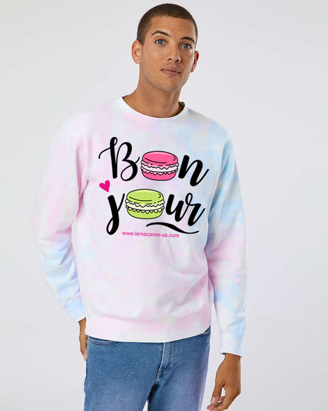 Unisex Bonjour Macarons Midweight Tie-Dyed Sweatshirt