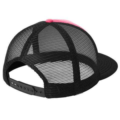 Le Macaron FIve-Panel Snapback Mesh Back Hat Structured High-profile Trucker PINK/BLACK Cap