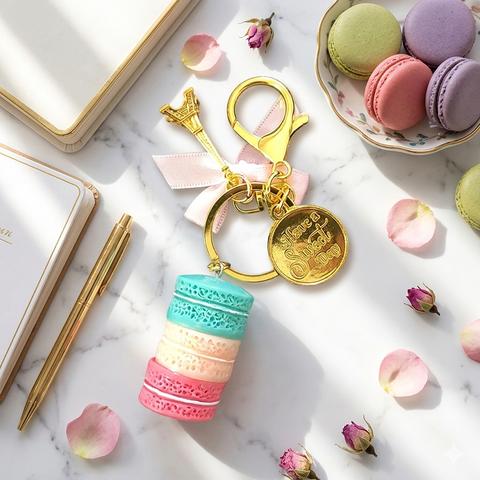 SPECIAL WHOLESALE ! 80 Le Macaron Have a Sweet Day Keychains with Display Stand