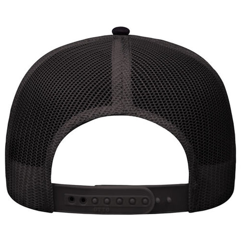 Le Macaron FIve-Panel Snapback Mesh Back Hat Structured Low-profile Trucker GREY/BLACK Cap