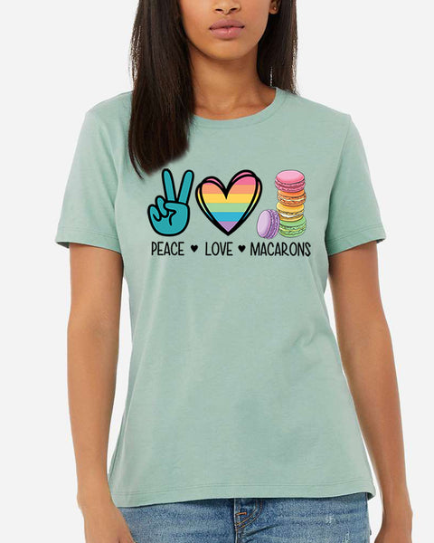 Ladie's Peace Love Macarons Cotton Shirt