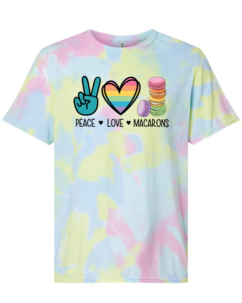 Unisex Peace Love Macarons Tie Dye Shirt