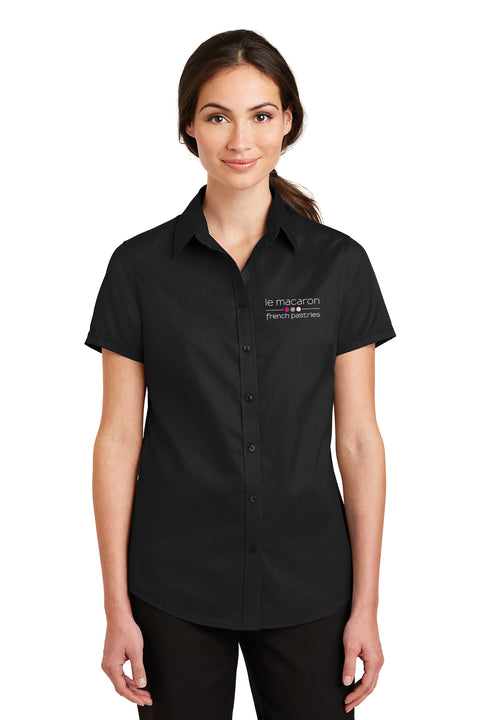Ladies SuperPro Stain & Wrinkle Resistant Button-down Short Sleeve Twill Shirt