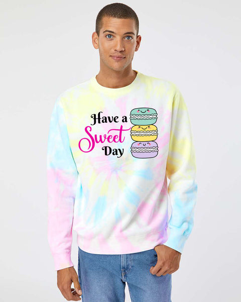 Unisex Have A Sweet Day Macarons Midweight Tie-Dyed Sweatshirt