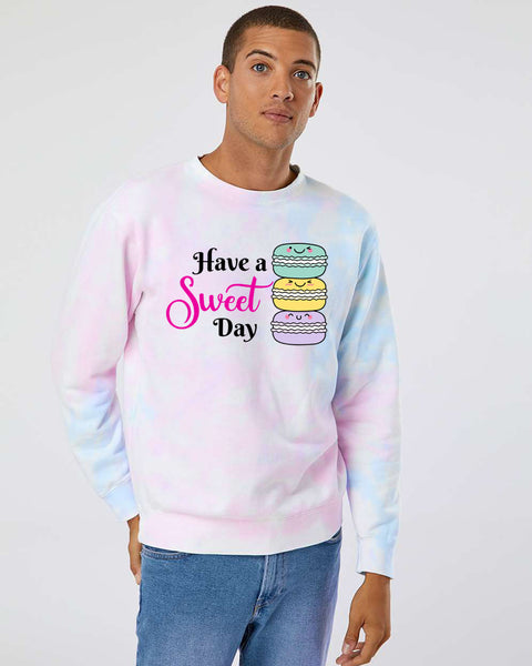 Unisex Have A Sweet Day Macarons Midweight Tie-Dyed Sweatshirt
